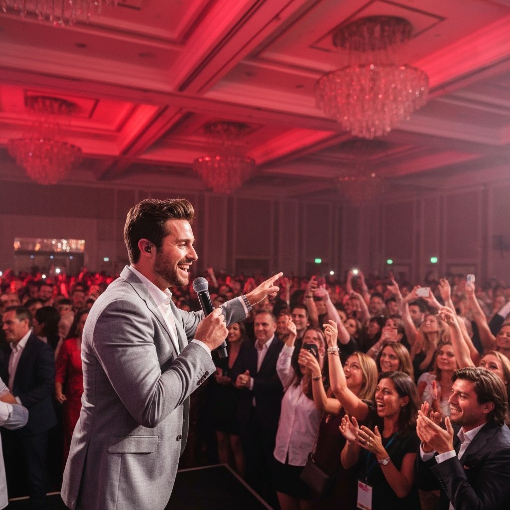 MC hosting event with crowd engagement