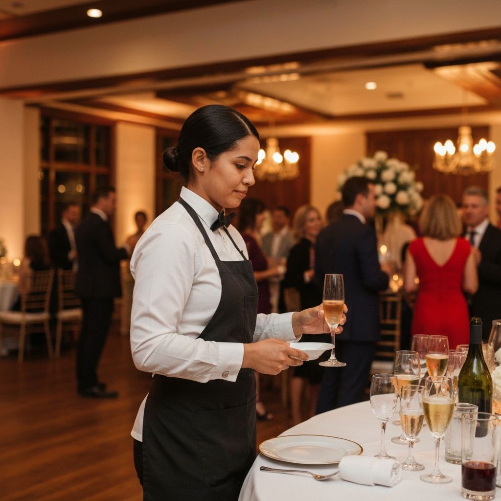 Professional server at wedding reception